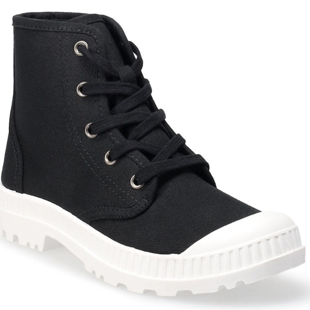 SO Dragonfruit Black Canvas Ankle Boots
